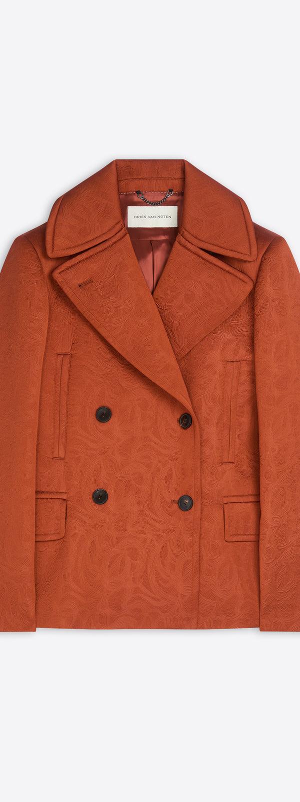 dries van noten Jacquard caban jacket RUST