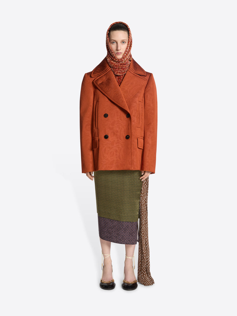 Dries Van Noten Jacquard Caban Jacket RUST