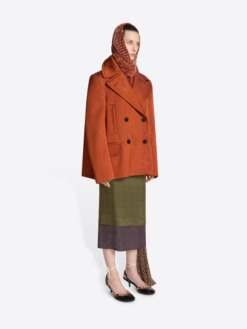 Dries Van Noten Jacquard Caban Jacket RUST