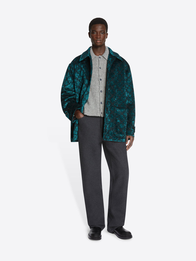Dries Van Noten Jacquard Duffle Coat PETROL