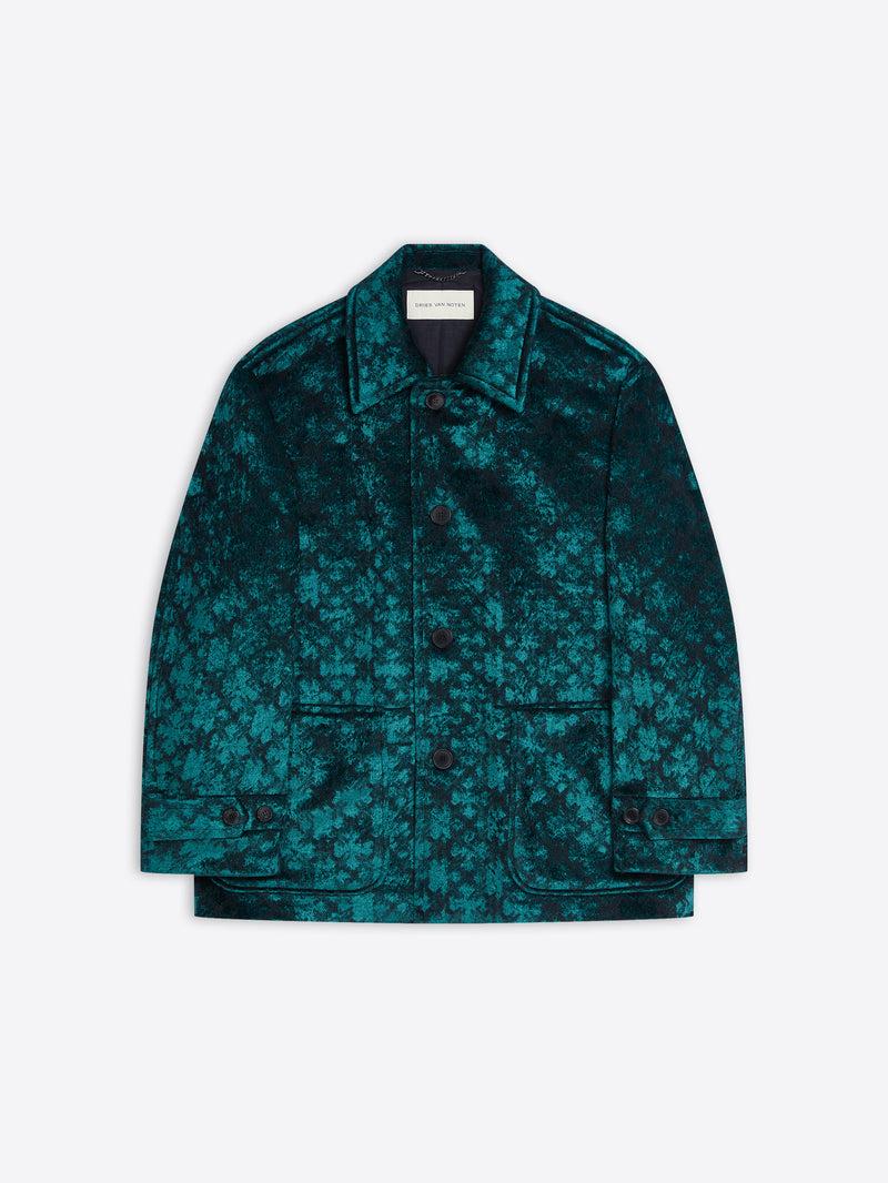 Dries Van Noten Jacquard Duffle Coat PETROL