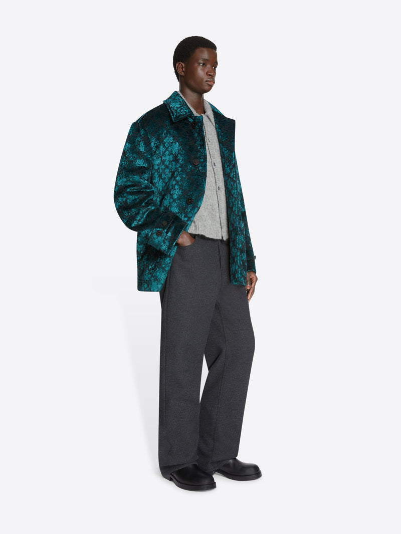 Dries Van Noten Jacquard Duffle Coat PETROL