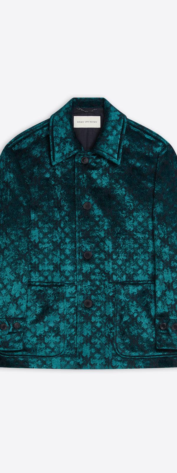 dries van noten Jacquard duffle coat PETROL