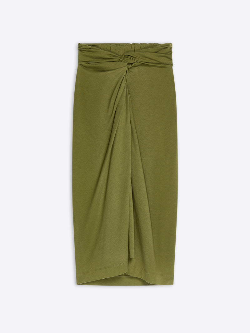 Dries Van Noten Knotted Jersey Skirt GREEN