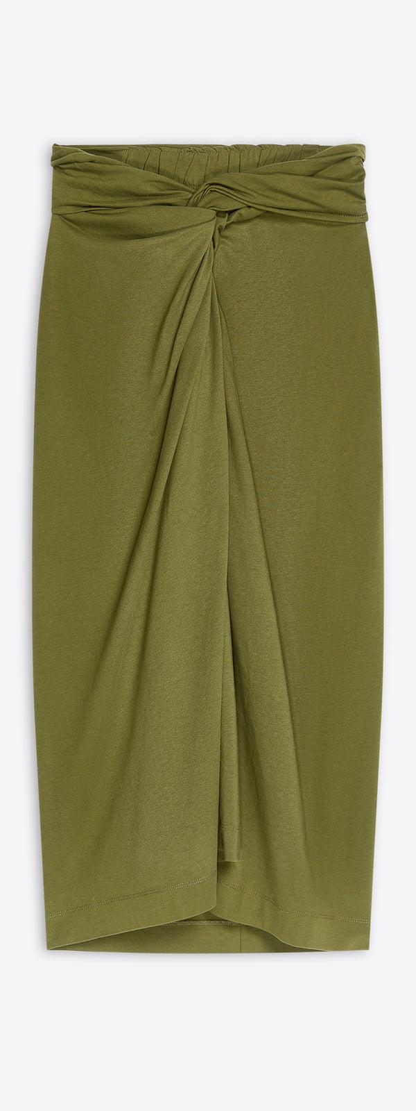 dries van noten Knotted jersey skirt GREEN