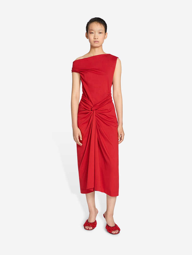 Dries Van Noten Knotted Jersey Skirt Red