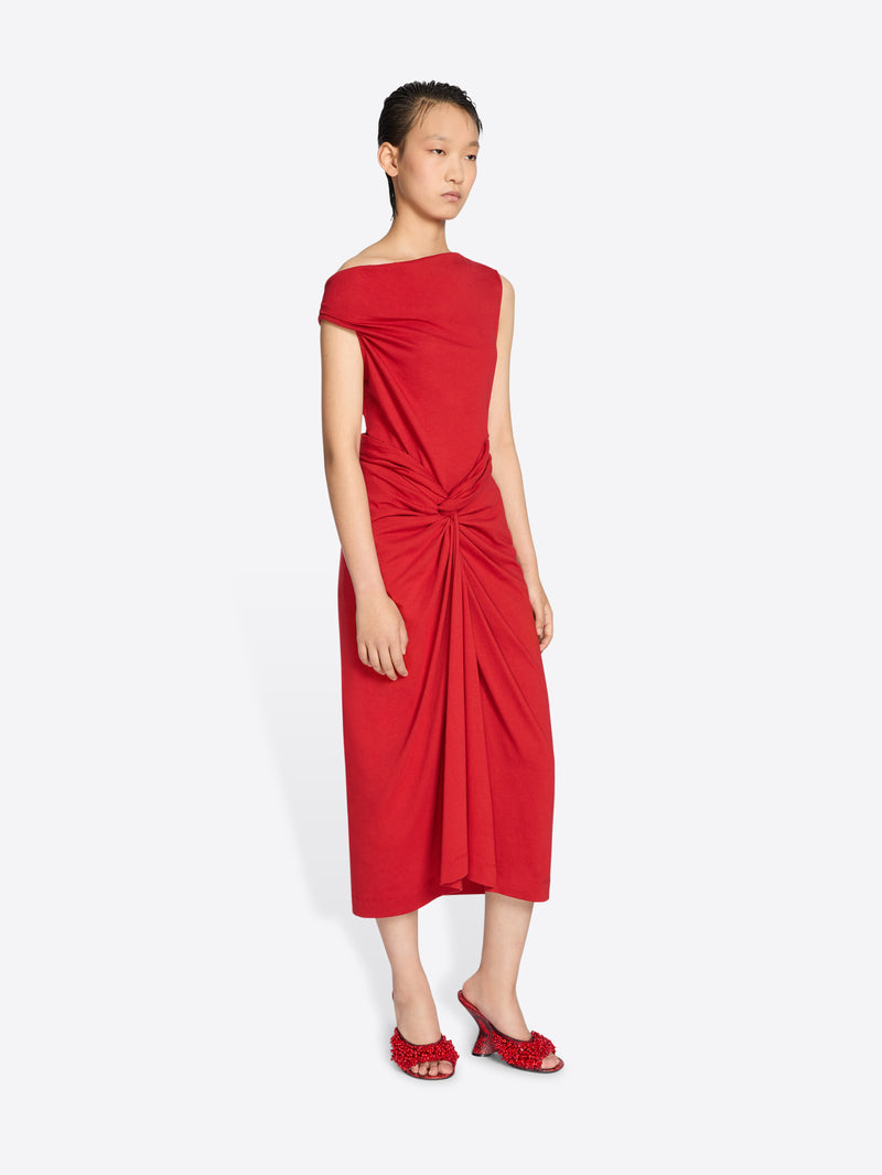 Dries Van Noten Knotted Jersey Skirt Red