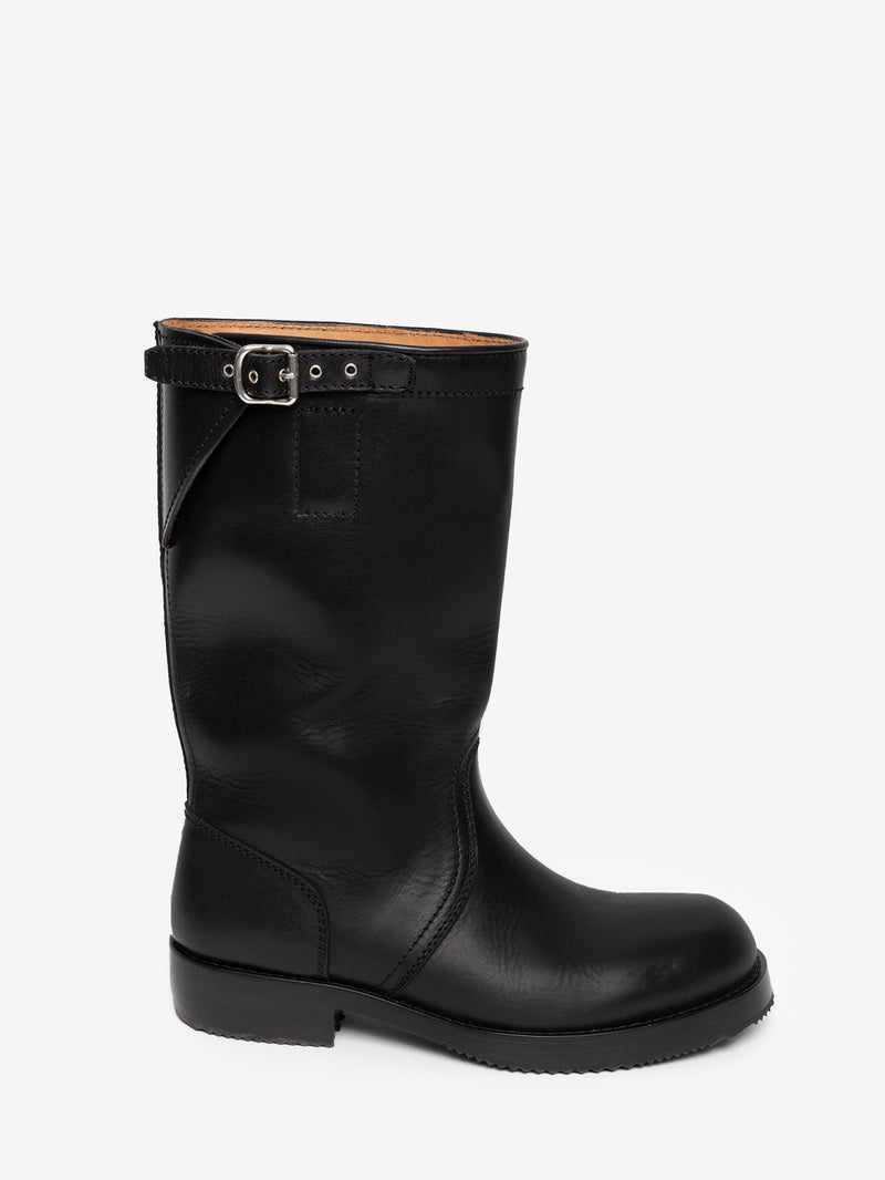 Dries Van Noten Leather Biker Boots BLACK