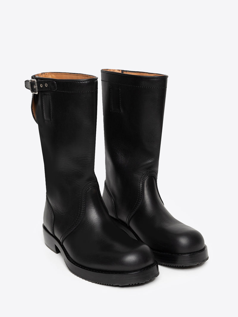 Dries Van Noten Leather Biker Boots BLACK