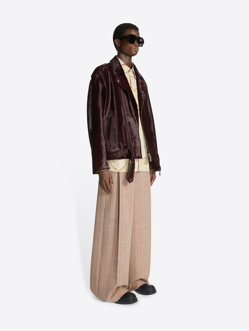 Dries Van Noten Leather Biker Jacket BURGUNDY