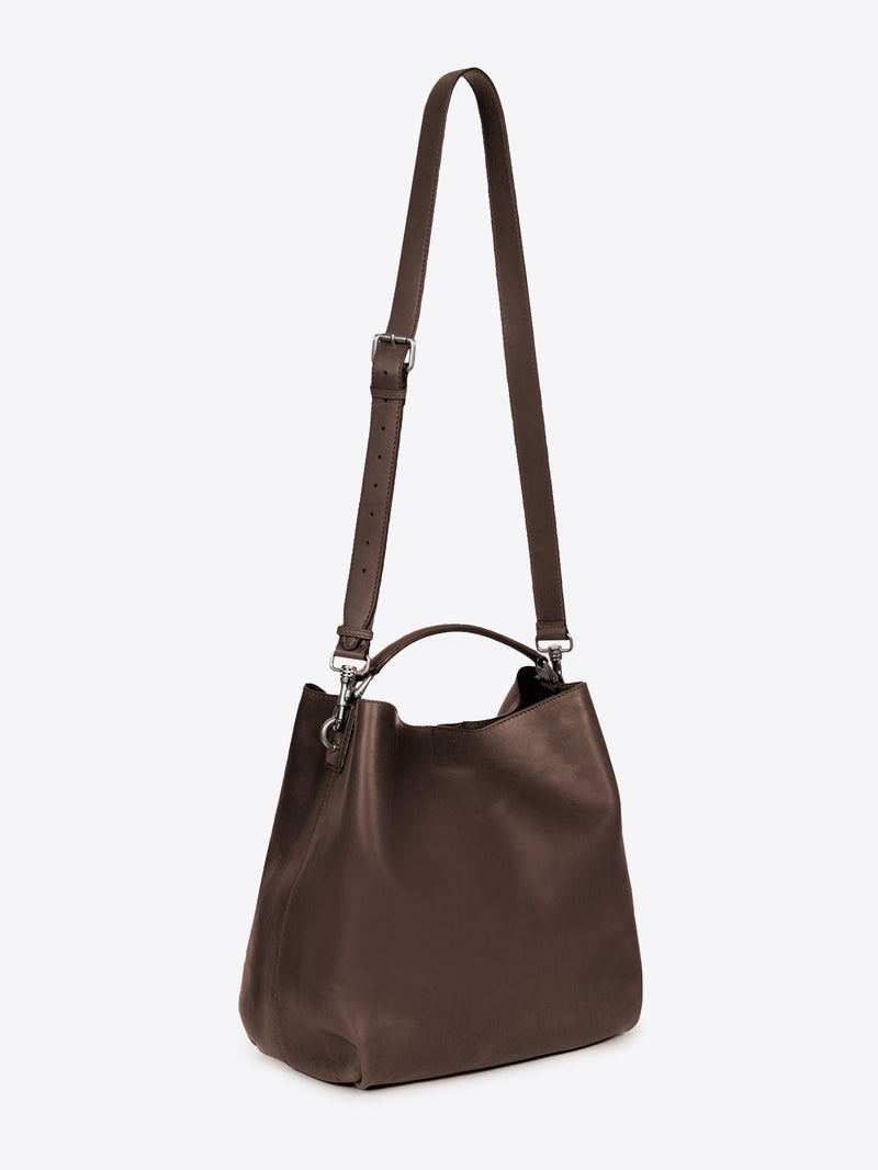 Dries Van Noten Leather Bucket Bag Dark Brown