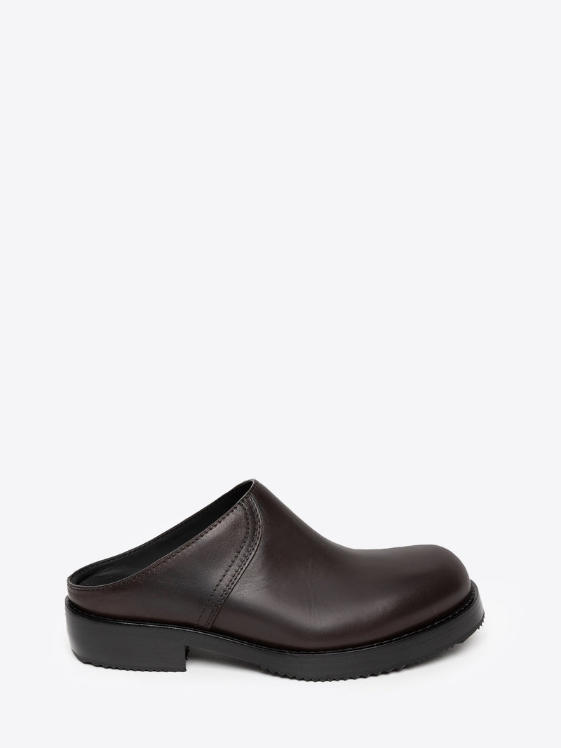 Dries Van Noten Leather Clogs DARK BROWN