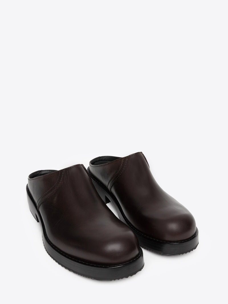 Dries Van Noten Leather Clogs DARK BROWN