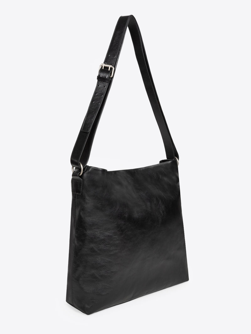 Dries Van Noten Leather Messenger Bag BLACK