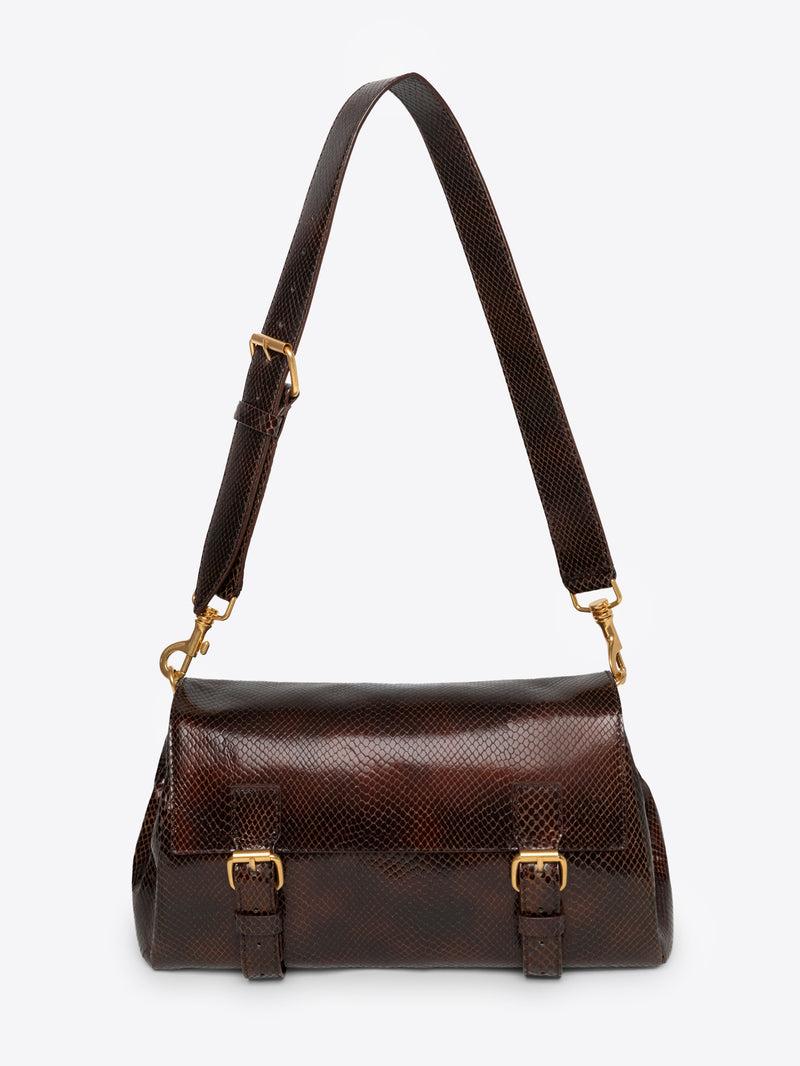 Dries Van Noten Leather Satchel DARK BROWN