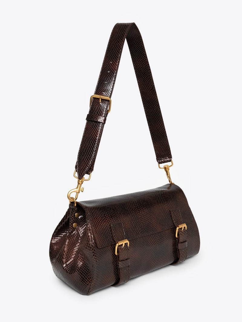 Dries Van Noten Leather Satchel DARK BROWN