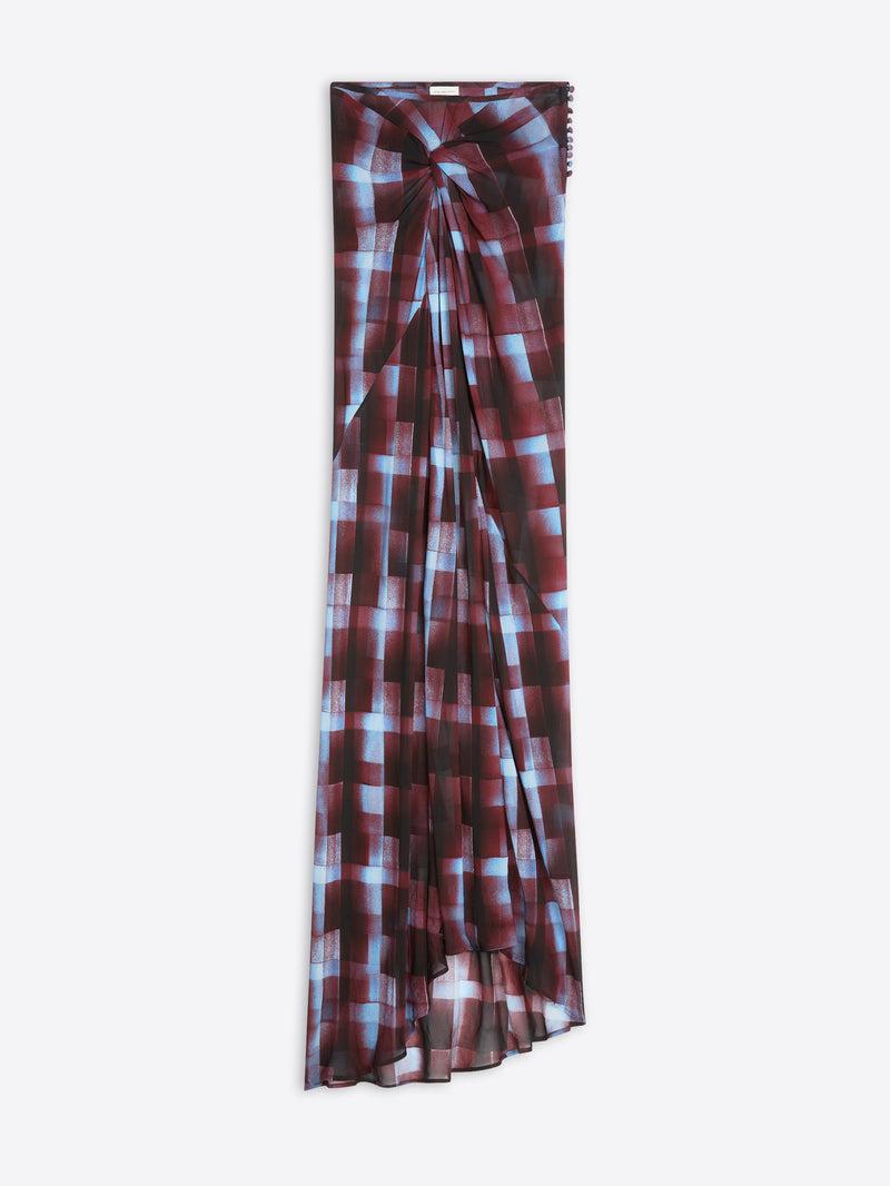 Dries Van Noten Long Draped Skirt BURGUNDY