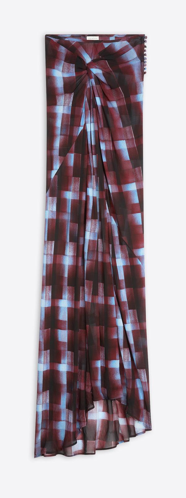 dries van noten Long draped skirt BURGUNDY