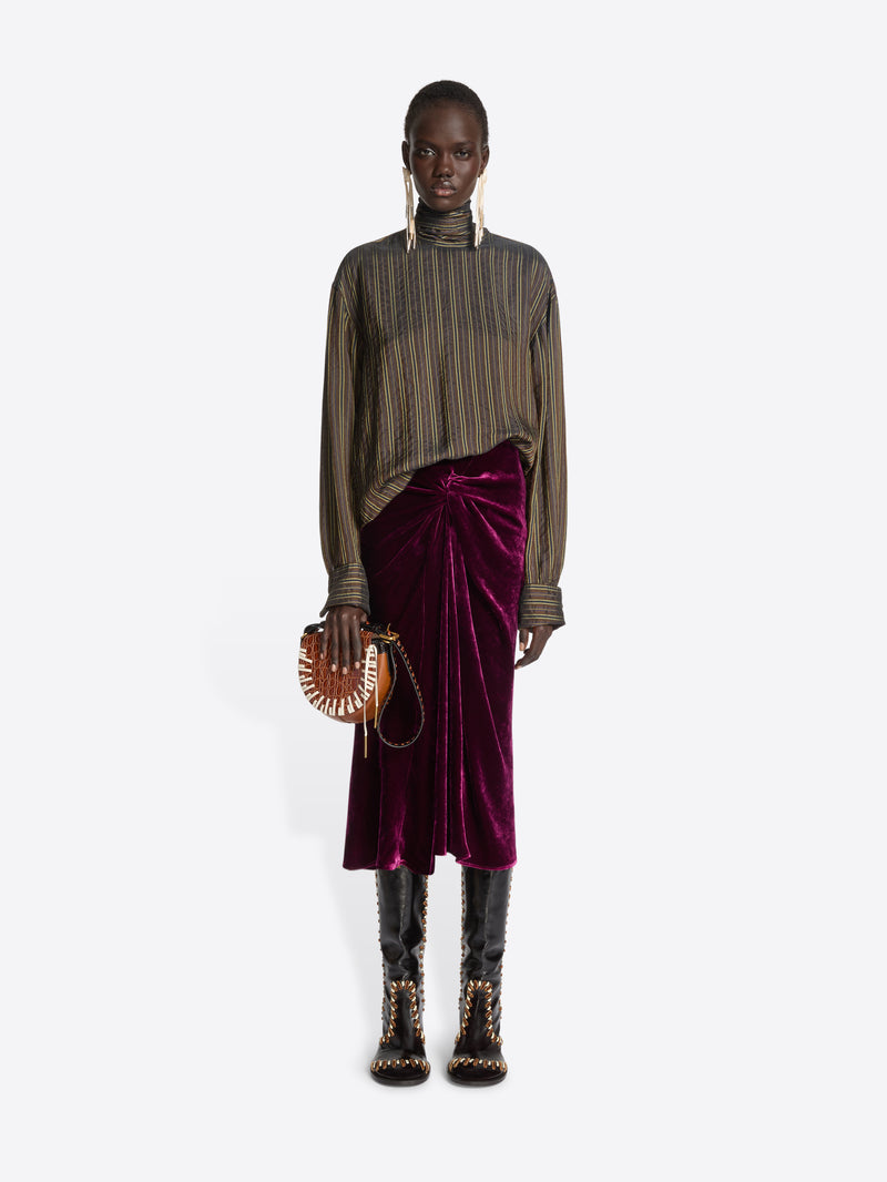 Dries Van Noten Loose Fit Cupro Blouse BROWN