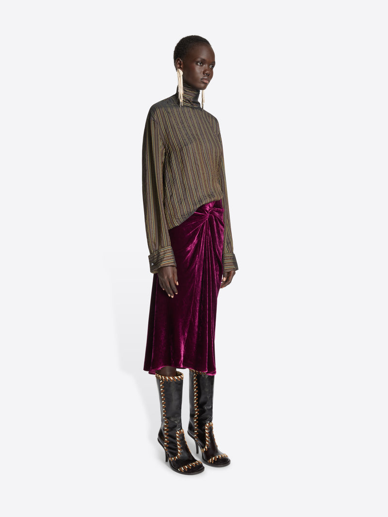 Dries Van Noten Loose Fit Cupro Blouse BROWN
