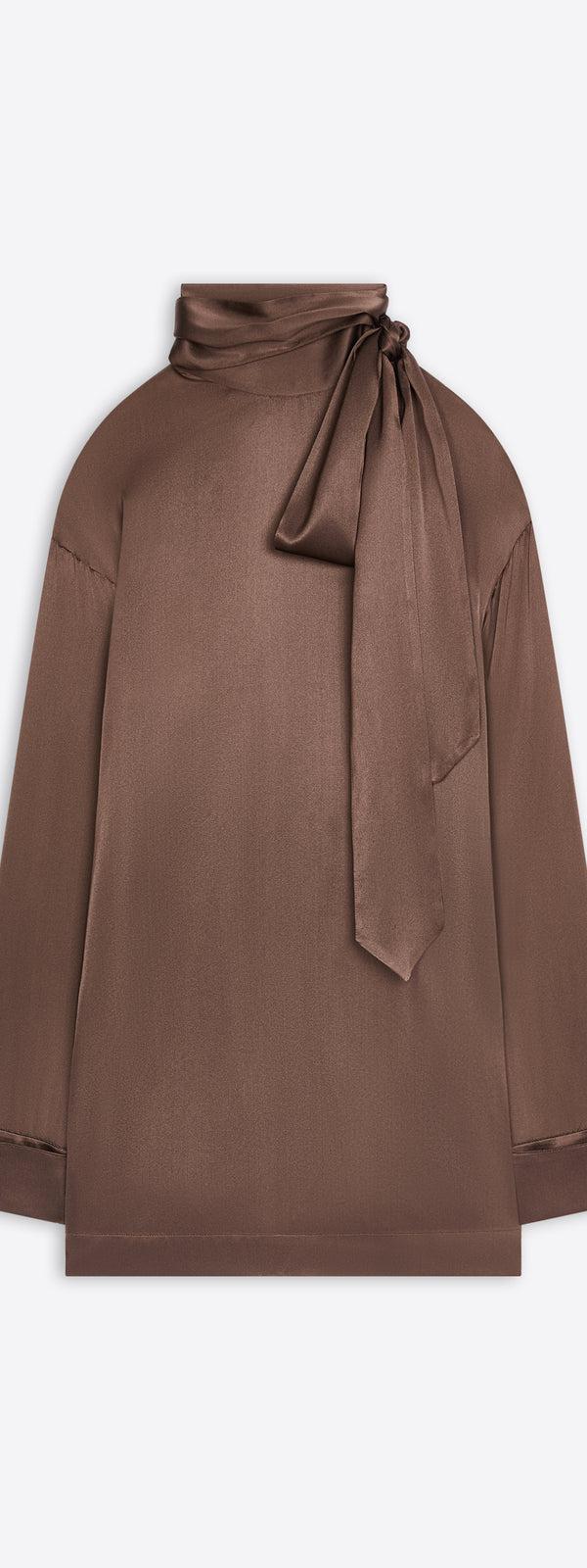 dries van noten Loose fit silk blouse BROWN