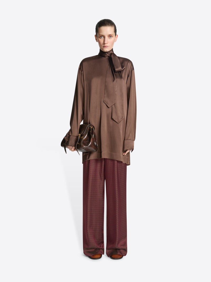 Dries Van Noten Loose Fit Silk Blouse BROWN