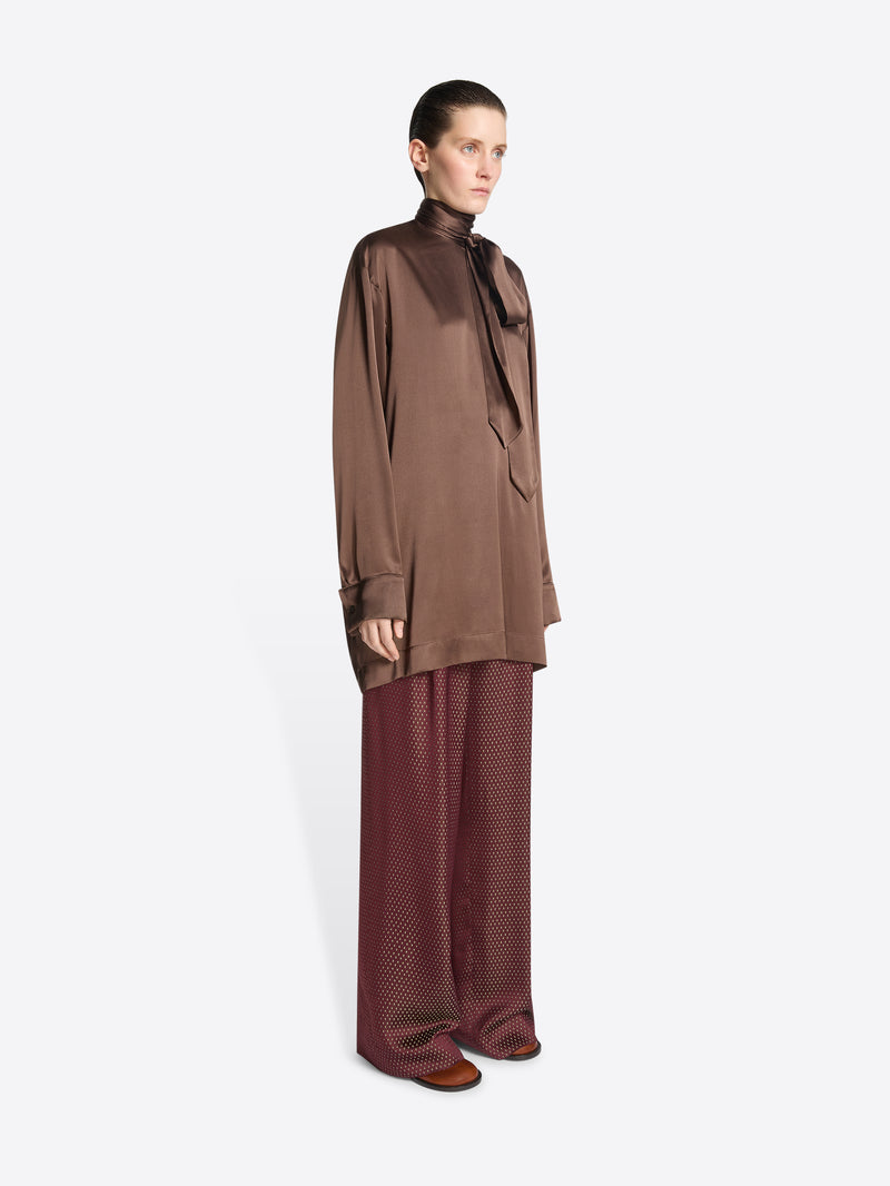 Dries Van Noten Loose Fit Silk Blouse BROWN
