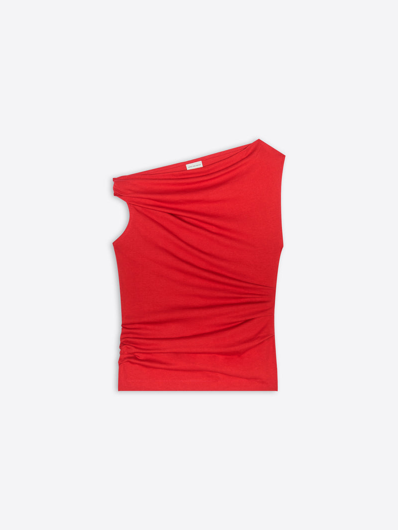 Dries Van Noten Off-shoulder Jersey Top Red