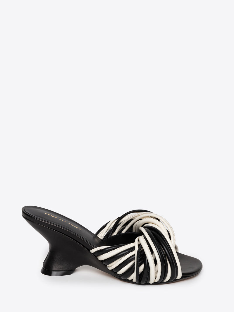 Dries Van Noten Open-toe Leather Mules ECRU