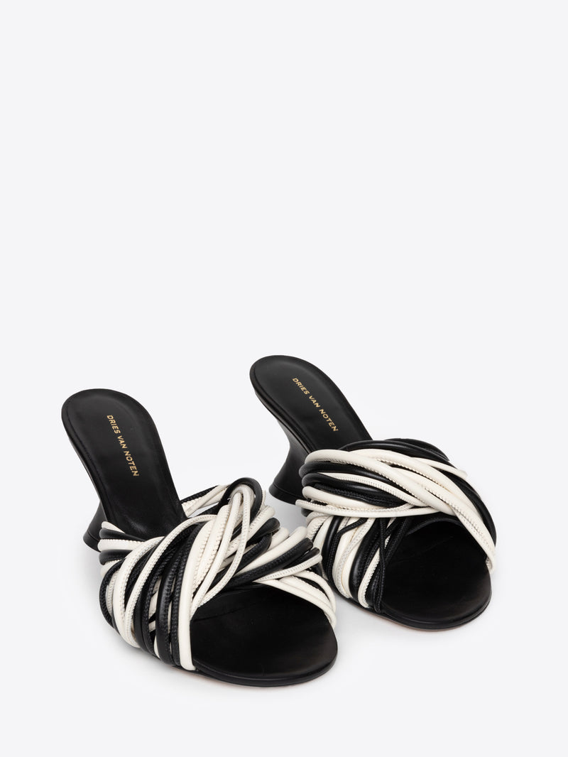 Dries Van Noten Open-toe Leather Mules ECRU