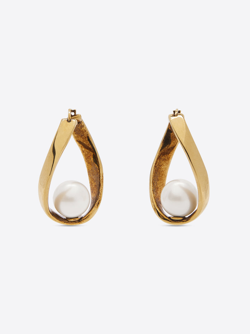 Dries Van Noten Oval Hoop Earrings Brass