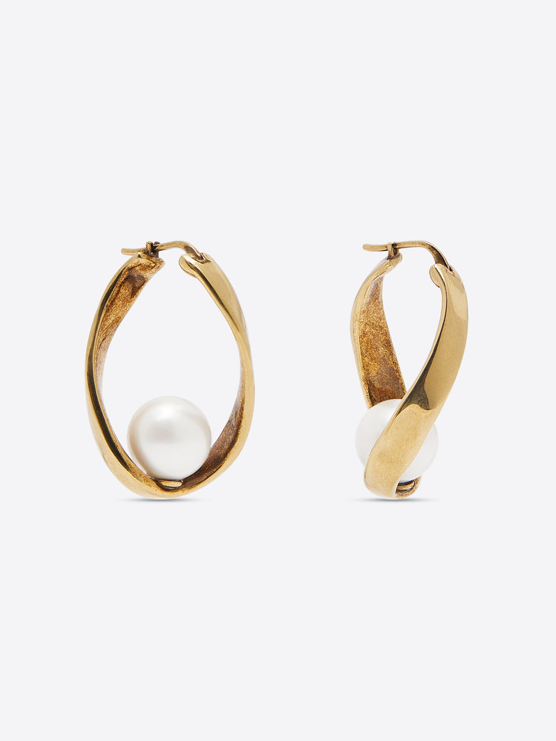 Dries Van Noten Oval Hoop Earrings Brass