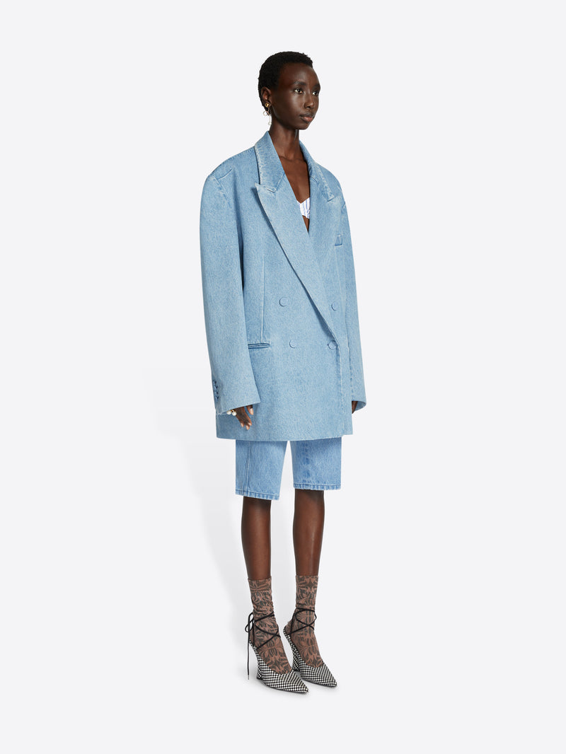 Dries Van Noten Oversized Denim Blazer Light Blue