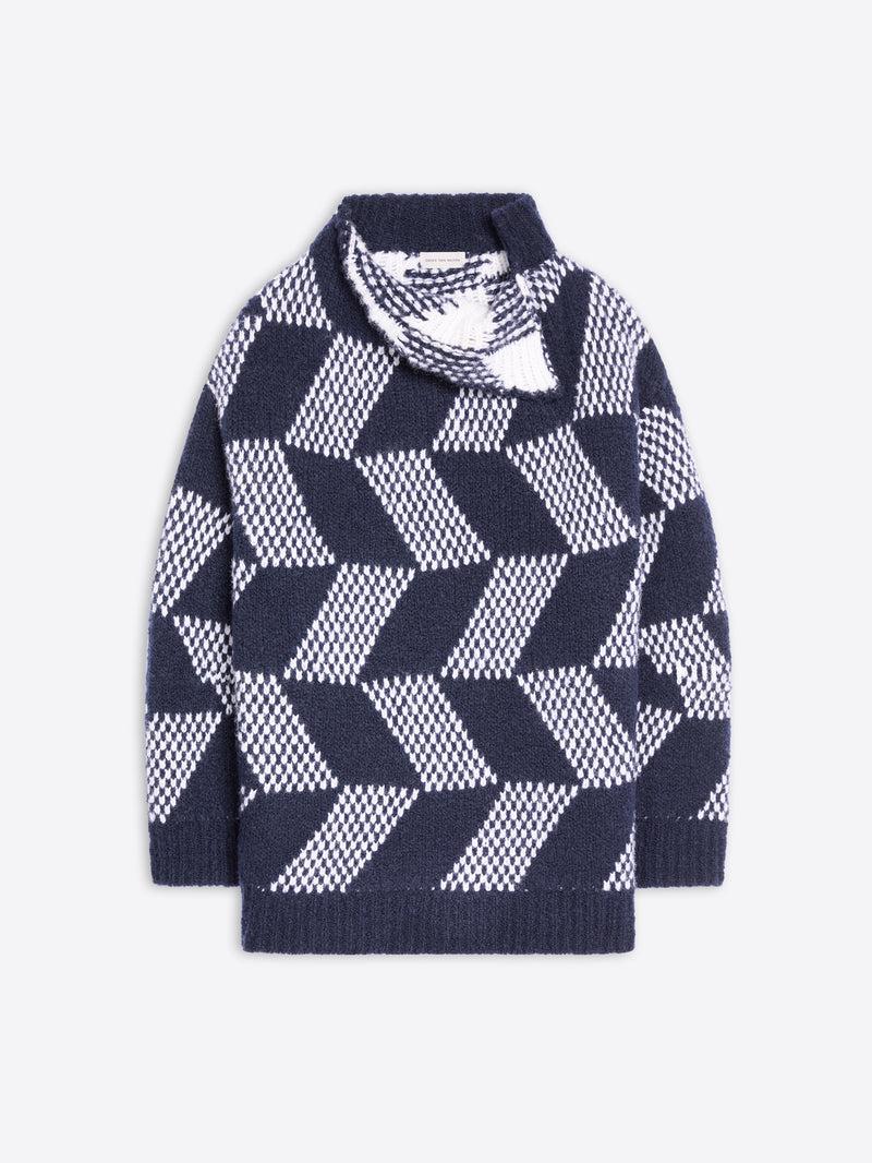 Dries Van Noten Oversized Graphic Sweater NAVY