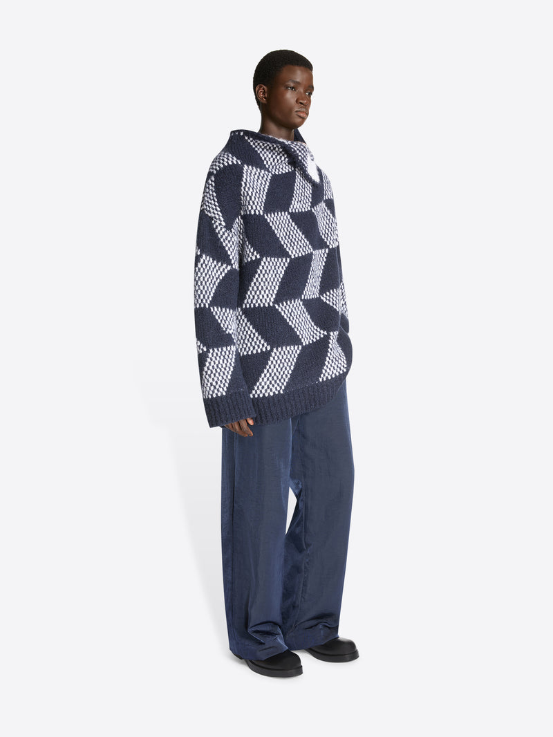 Dries Van Noten Oversized Graphic Sweater NAVY