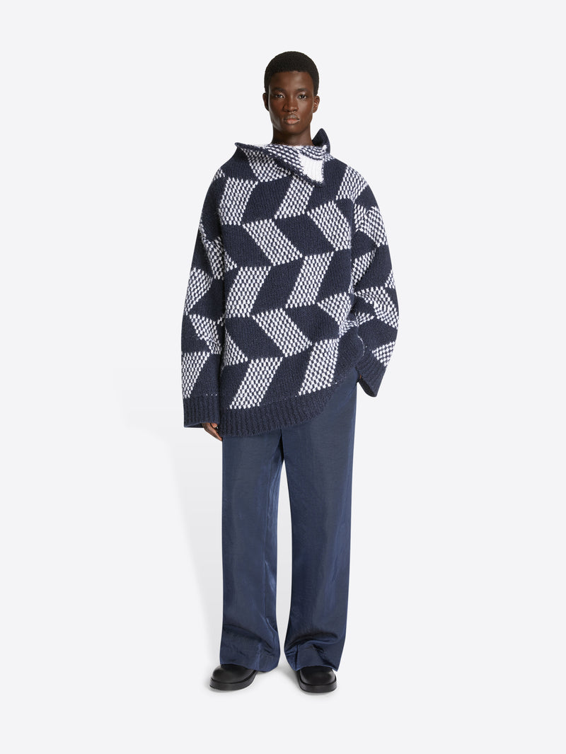 Dries Van Noten Oversized Graphic Sweater NAVY