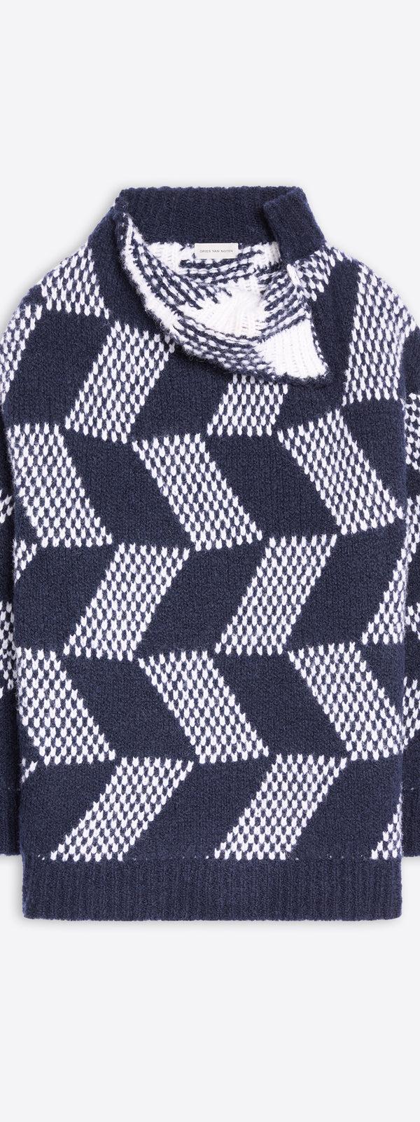 dries van noten Oversized graphic sweater NAVY