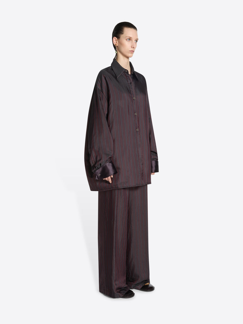 Dries Van Noten Oversized Striped Shirt BURGUNDY