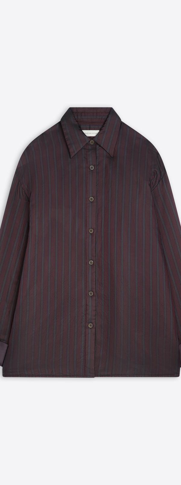dries van noten Oversized striped shirt BURGUNDY