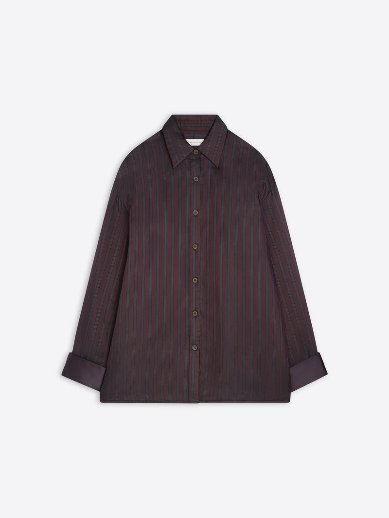 Dries Van Noten Oversized Striped Shirt BURGUNDY