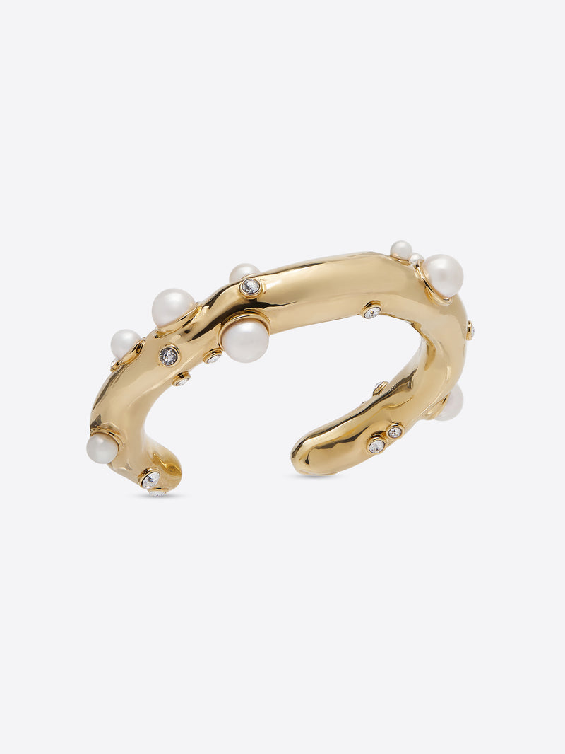 Dries Van Noten Pearl Embedded Cuff Gold
