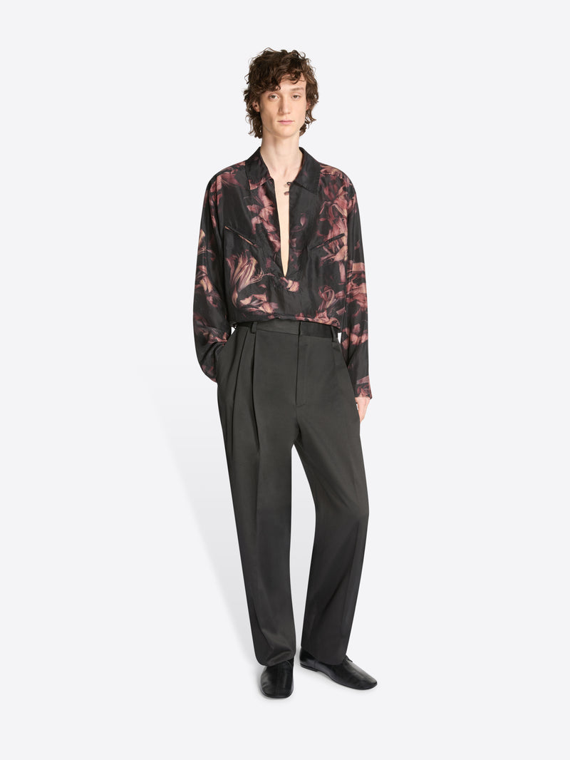 Dries Van Noten Pleated Cotton Pants BLACK