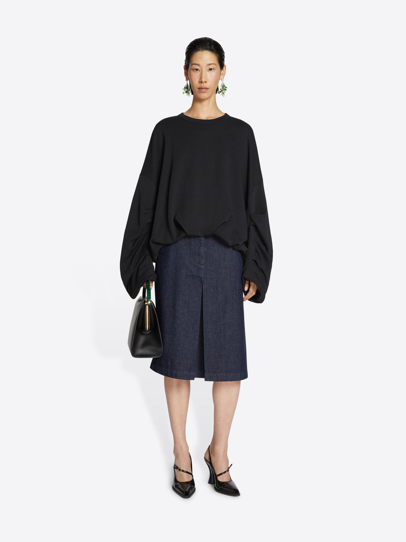Dries Van Noten Pleated Denim Skirt Indigo