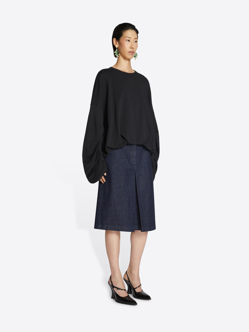 Dries Van Noten Pleated Denim Skirt Indigo