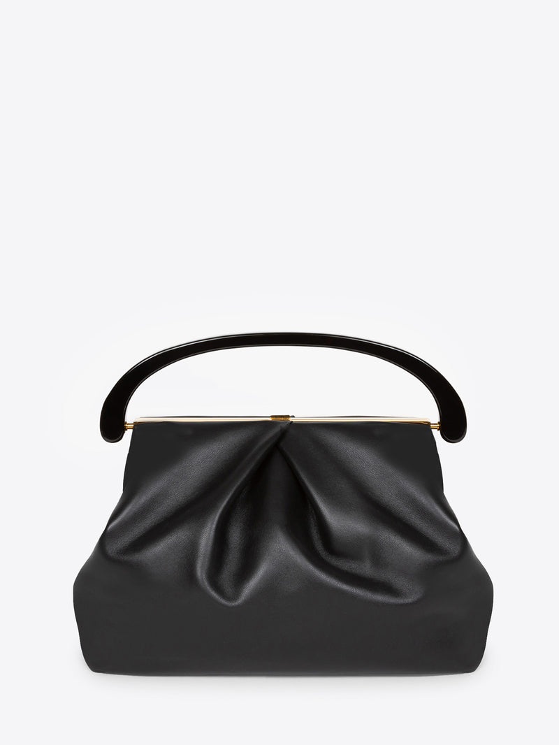 Dries Van Noten Pleated Leather Bag Black