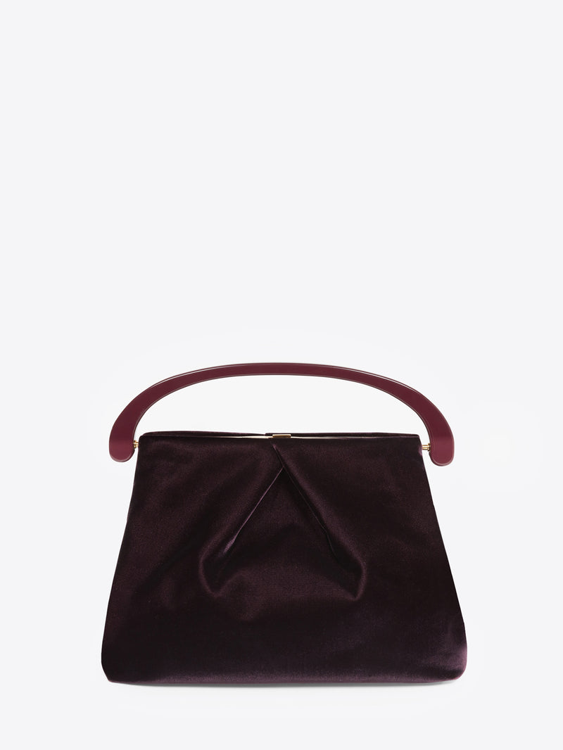 Dries Van Noten Pleated Velvet Bag DARK PURPLE