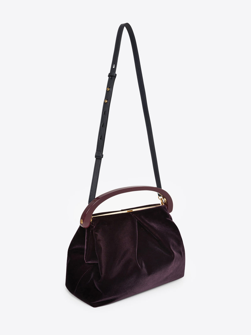 Dries Van Noten Pleated Velvet Bag DARK PURPLE