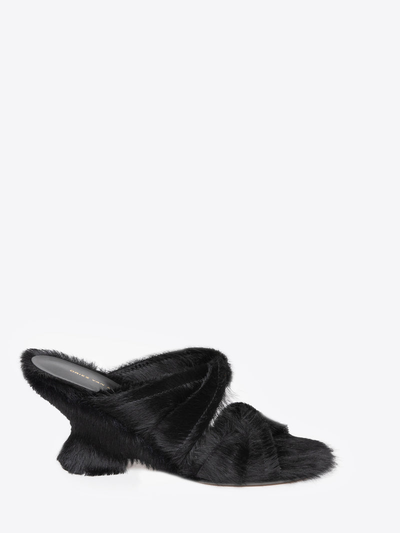 Dries Van Noten Ponyhair Mules BLACK
