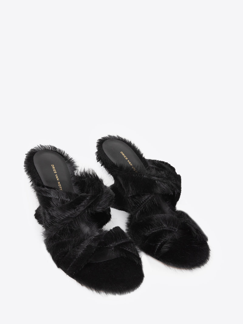 Dries Van Noten Ponyhair Mules BLACK