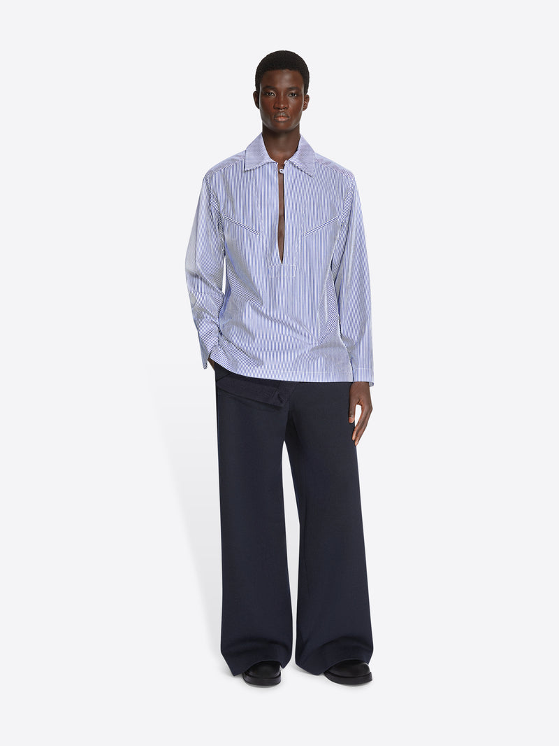Dries Van Noten Popover Cotton Shirt NAVY